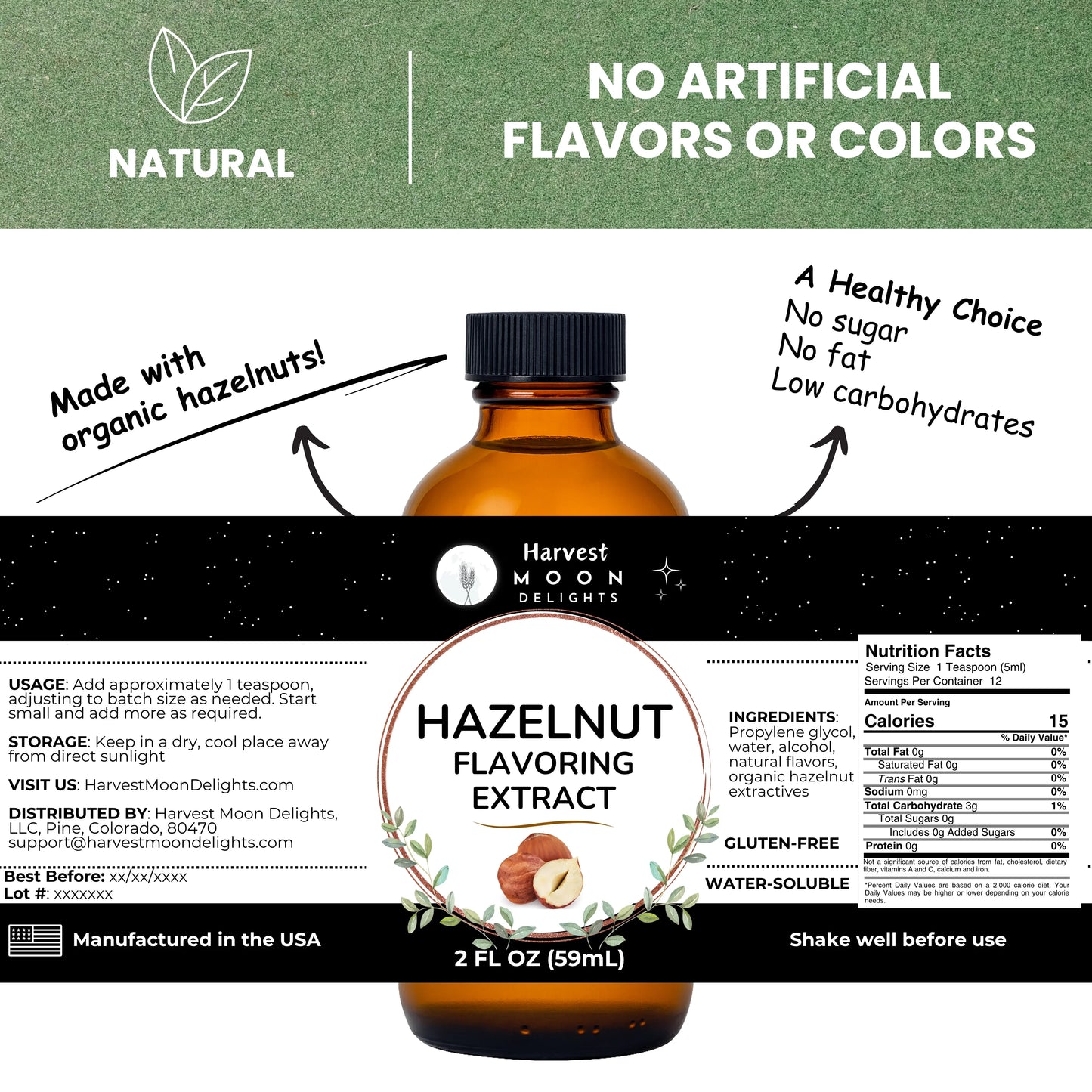 hazelnut extract flavoring label