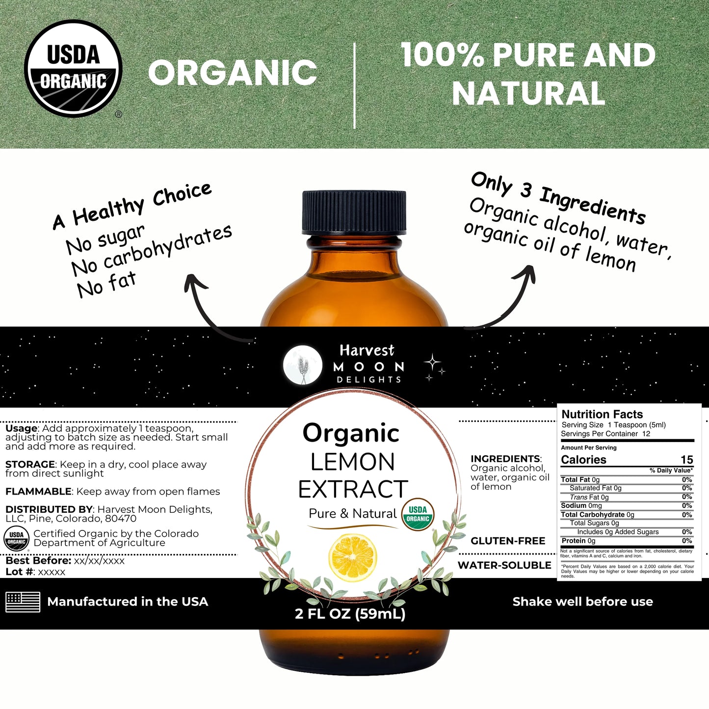 organic lemon extract label
