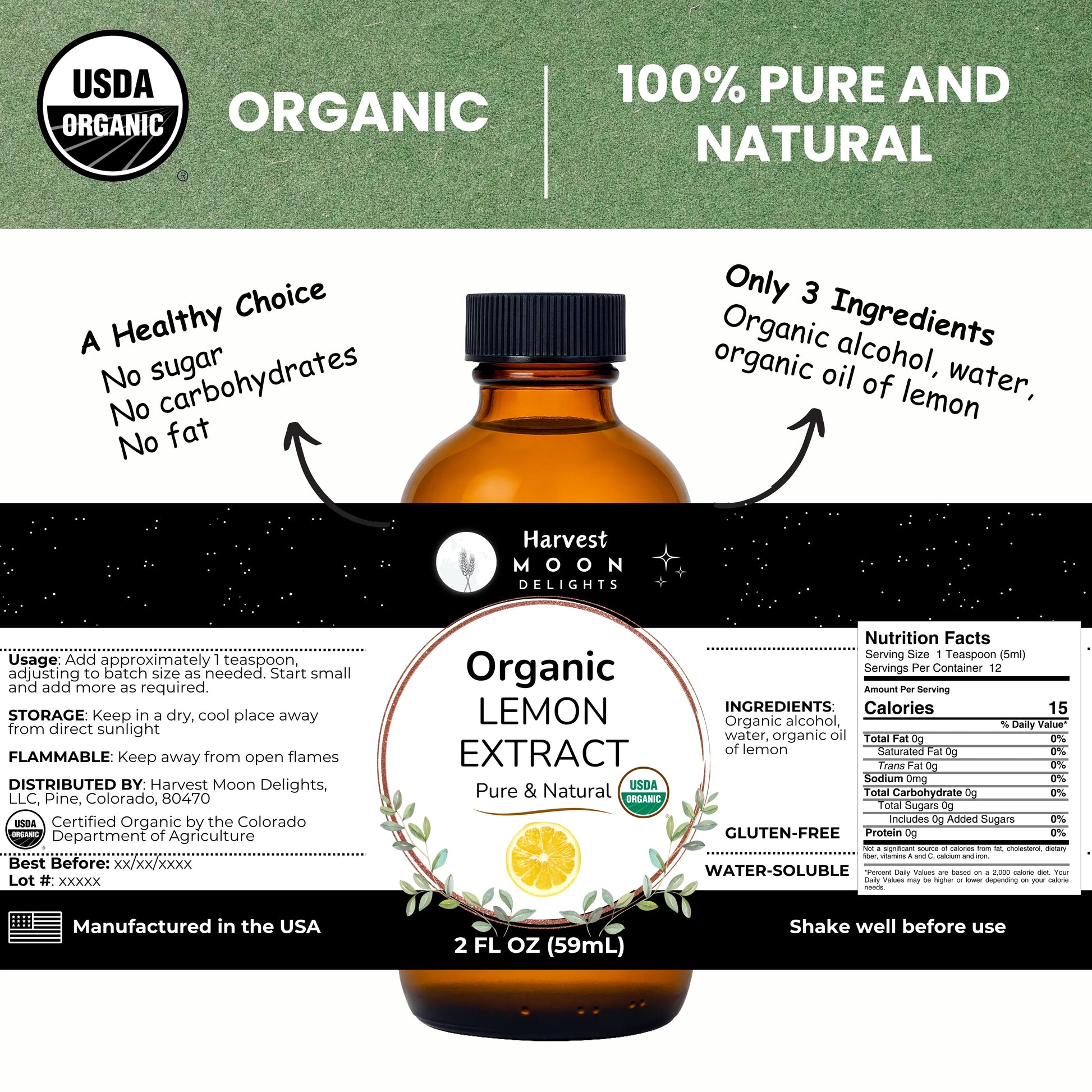 organic lemon extract label
