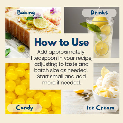 how to use: lemon extract for baking, drinks, ice cream and candy

