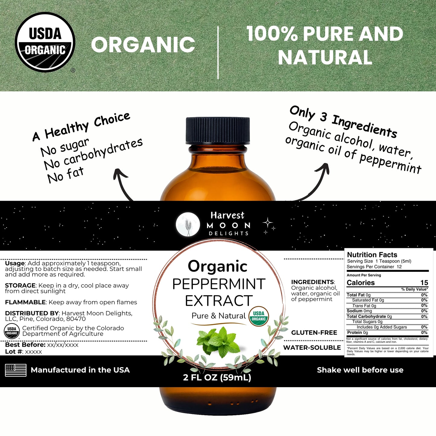 organic peppermint extract label
