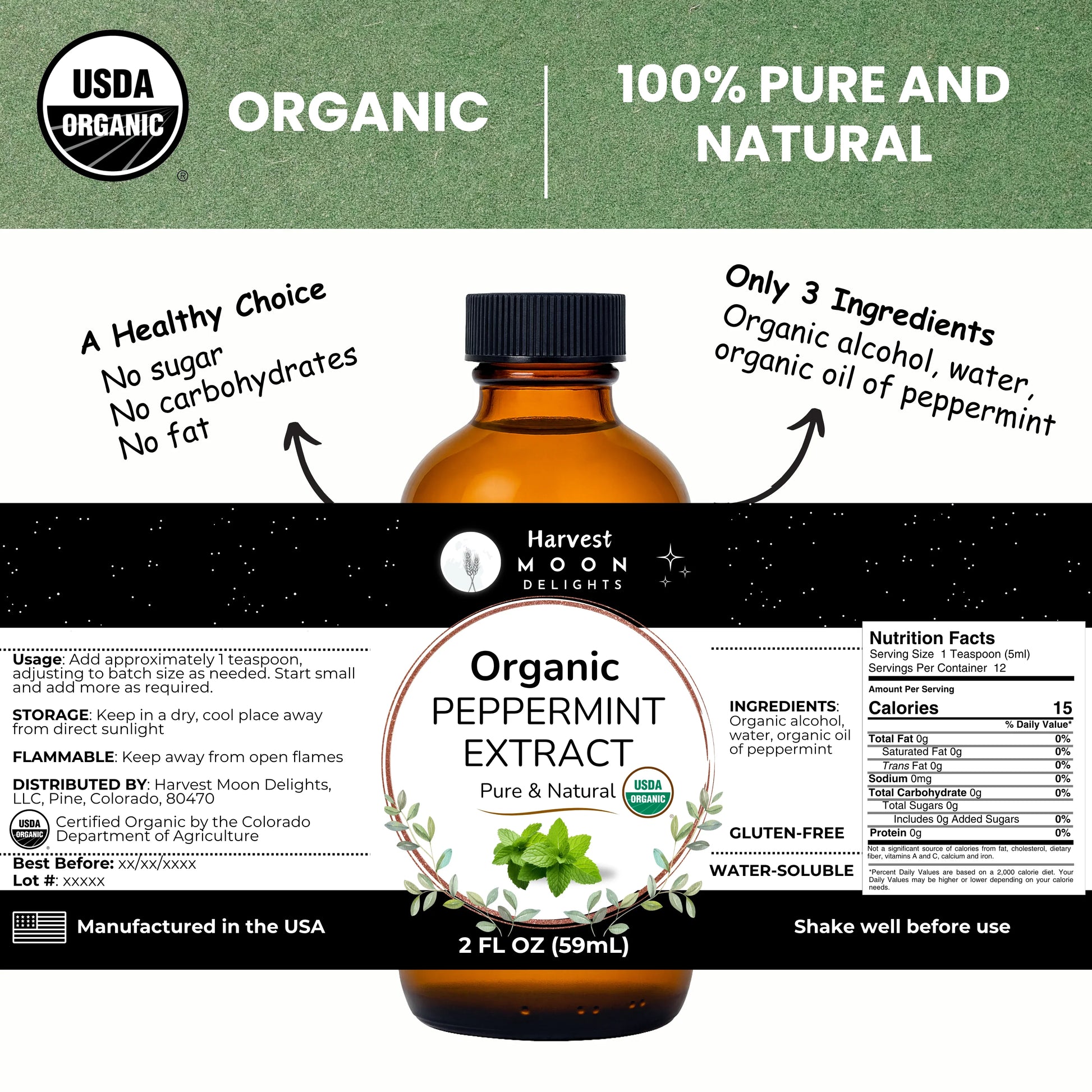 organic peppermint extract label

