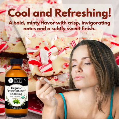 woman tasting the organic peppermint flavoring, mint extract taste
