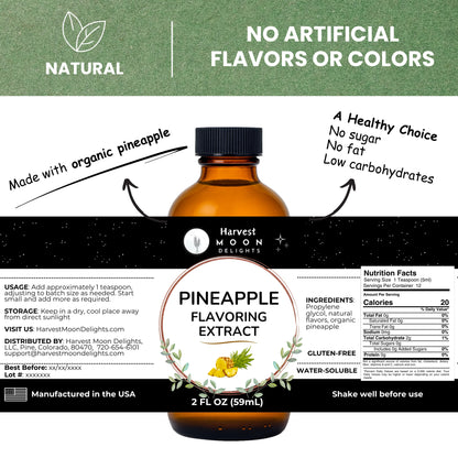 Pineapple extract bottle with label on a white background